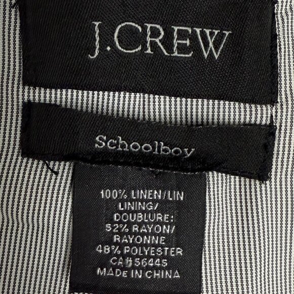 Women's J. CREW Schoolboy Tipped Blazer 100% Linen- Size 2 - Picture 10 of 12